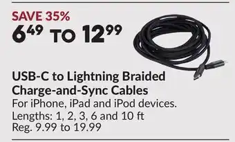 Princess Auto USB-C to Lightning Braided Charge-and-Sync Cables offer