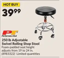 Princess Auto 250 lb Adjustable Swivel Rolling Shop Stool offer