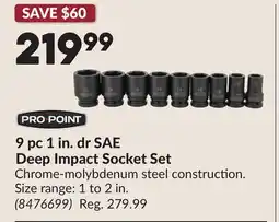 Princess Auto 9 pc 1 in. dr SAE Deep Impact Socket Set offer