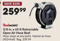 Princess Auto 3/8 in. x 65 ftRetractable Open Air Hose Reel offer