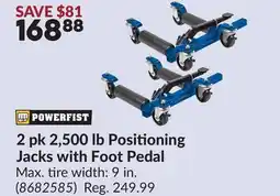 Princess Auto 2 pk 2,500 lb Positioning Jacks with Foot Pedal offer