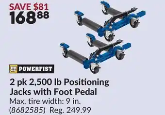 Princess Auto 2 pk 2,500 lb Positioning Jacks with Foot Pedal offer