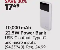 Princess Auto 10,000 mAh 22.5W Power Bank offer