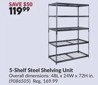 Princess Auto 5-Shelf Steel Shelving Unit offer