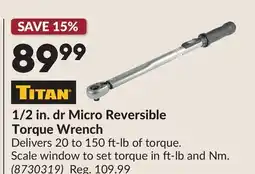 Princess Auto 1/2 in. dr Micro Reversible Torque Wrench offer