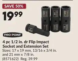 Princess Auto 4 pc 1/2 in. dr Flip Impact Socket and Extension Set offer