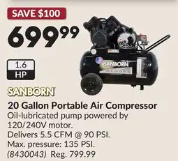 Princess Auto 20 Gallon Portable Air Compressor offer