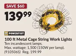 Princess Auto 100 ft Metal Cage String Work Lights offer