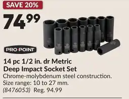 Princess Auto 14 pc 1/2 in. dr Metric Deep Impact Socket Set offer