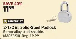 Princess Auto 2-1/2 in. Solid-Steel Padlock offer