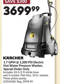 Princess Auto 1.7 GPM @ 1,200 PSI Electric Hot Water Pressure Washer, Special Order Only offer