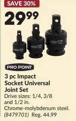 Princess Auto 3 pc Impact Socket Universal Joint Set offer