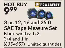 Princess Auto 3 pc 12, 16 and 25 SAE Tape Measure Set offer