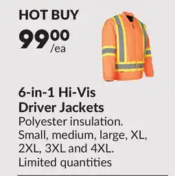 Princess Auto 6-in-1 Hi-Vis Driver Jackets offer