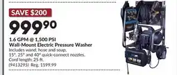 Princess Auto 1.6 GPM @ 1,500 PSI Wall-Mount Electric Pressure Washer offer