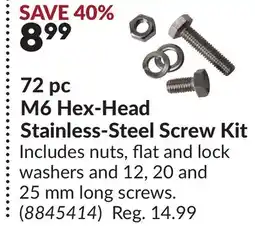Princess Auto 72 pc M6 Hex-Head Stainless-Steel Screw Kit offer