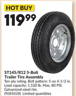 Princess Auto ST145/R12 5-Bolt Trailer Tire Assembly offer