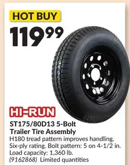 Princess Auto ST175/80D13 5-Bolt Trailer Tire Assembly offer