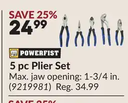 Princess Auto 5 pc Plier Set offer