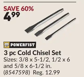Princess Auto 3 pc Cold Chisel Set offer