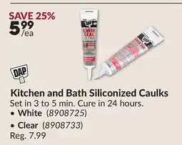 Princess Auto Kitchen and Bath Siliconized Caulks offer