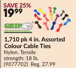 Princess Auto 1,710 pk 4 in. Assorted Colour Cable Ties offer