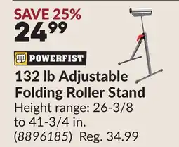 Princess Auto 132 lb Adjustable Folding Roller Stand offer