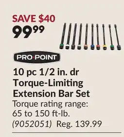 Princess Auto 10 pc 1/2 in. dr Torque-Limiting Extension Bar Set offer