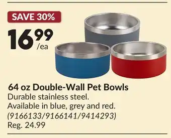 Princess Auto 64 oz Double-Wall Pet Bowls offer