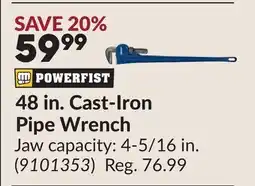 Princess Auto 48 in. Cast-Iron Pipe Wrench offer