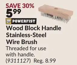 Princess Auto Wood Block Handle Stainless-Steel Wire Brush offer