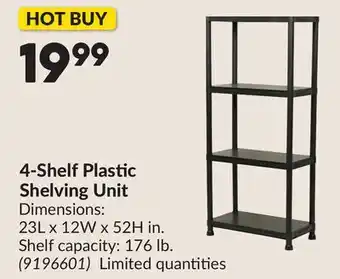 Princess Auto 4-Shelf Plastic Shelving Unit offer