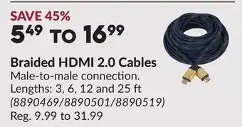 Princess Auto Braided HDMI 2.0 Cables offer
