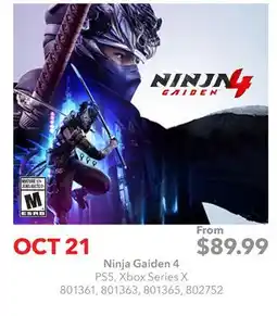 GameStop Ninja Gaiden 4 offer