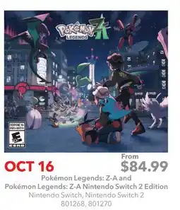 GameStop Pokémon Legends: Z-A and Pokémon Legends: Z-A Nintendo Switch 2 Edition offer