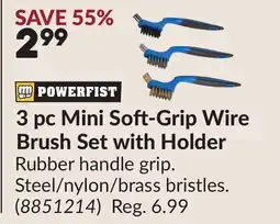 Princess Auto 3 pc Mini Soft-Grip Wire Brush Set with Holder offer