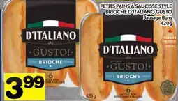 Supermarché PA PETITS PAINS À SAUCISSE STYLE BRIOCHE D'ITALIANO GUSTO | Sausage Buns offer