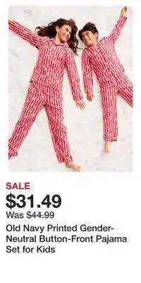 Old Navy Old Navy Printed Gender-Neutral Button-Front Pajama Set for Kids offer