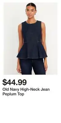 Old Navy Old Navy High-Neck Jean Peplum Top offer