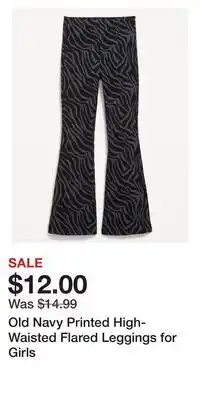 Old Navy Old Navy Printed High-Waisted Flared Leggings for Girls offer