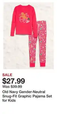 Old Navy Old Navy Gender-Neutral Snug-Fit Graphic Pajama Set for Kids offer