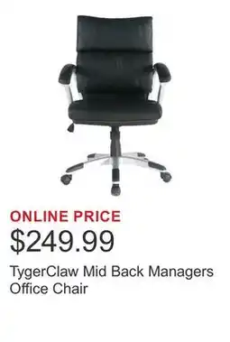 Costco TygerClaw Mid Back Managers Office Chair offer