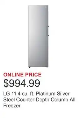 Costco LG 11.4 cu. ft. Platinum Silver Steel Counter-Depth Column All Freezer offer