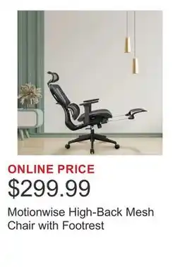 Costco Motionwise High-Back Mesh Chair with Footrest offer