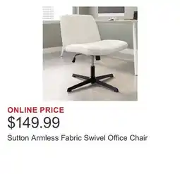 Costco Sutton Armless Fabric Swivel Office Chair offer