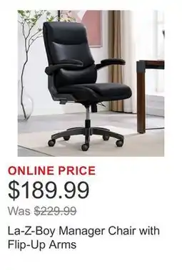 Costco La-Z-Boy Manager Chair with Flip-Up Arms offer