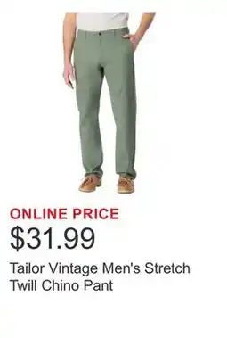 Costco Tailor Vintage Men's Stretch Twill Chino Pant offer