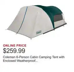 Costco Coleman 6-Person Cabin Camping Tent with Enclosed Weatherproof Screenroom offer