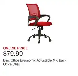 Costco Best Office Ergonomic Adjustable Mid Back Office Chair offer