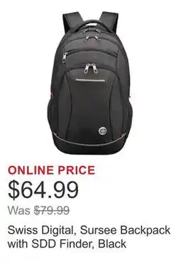 Costco Swiss Digital, Sursee Backpack with SDD Finder, Black offer